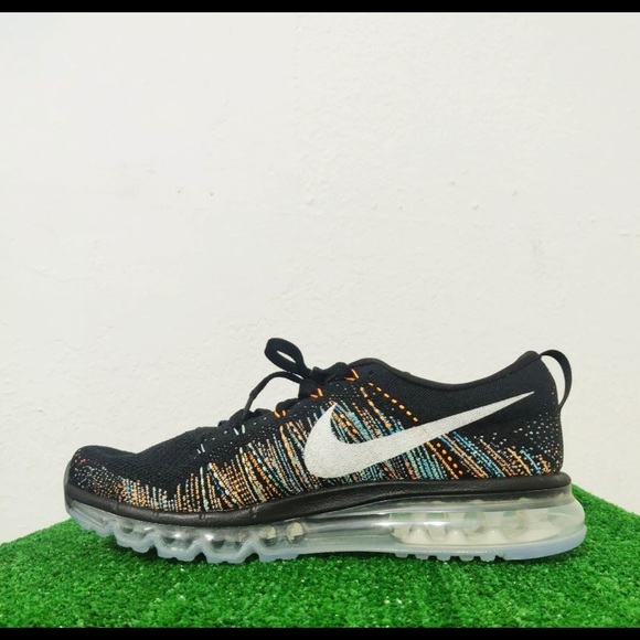 Nike Flyknit Air Max Black Multi Color Glow Shoes - Picture 4 of 6